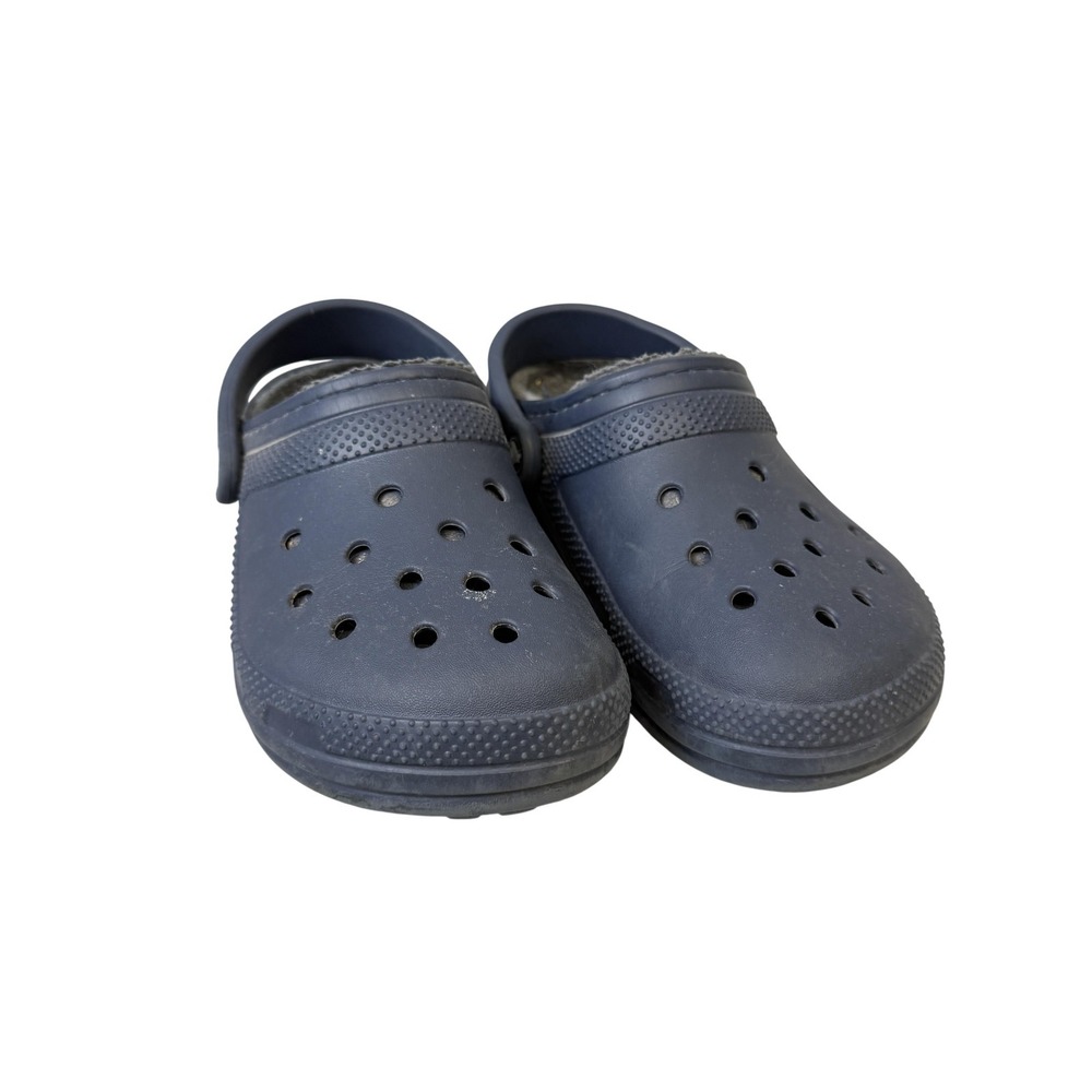 Crocs Shoes Kids Size C6 Navy Classic Lined Clog Fleece Fuzzy Warm Slip On Cozy‎